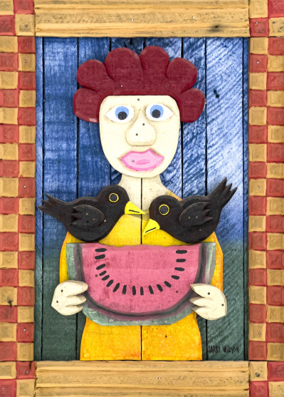 Larry Wilson - Folk Art Watermelon Wood Assemblages, 2 Works
