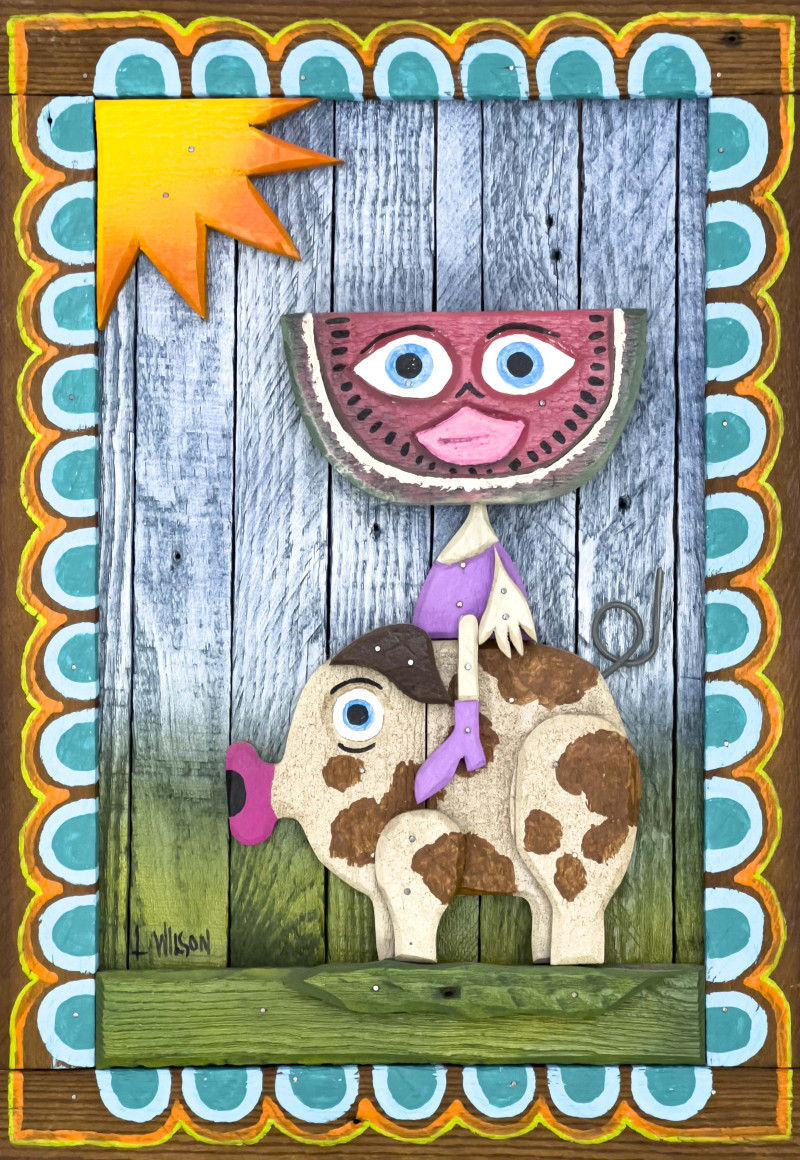 Larry Wilson - Folk Art Watermelon Wood Assemblages, 2 Works