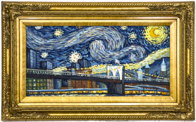 Painting of Brooklyn Bridge in the Style of Van Gogh's Starry Night