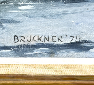 William Bruckner - River Scene with Sailboats