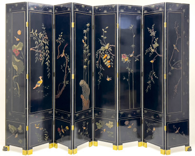Eight Panel Asian Folding Lacquer Screen