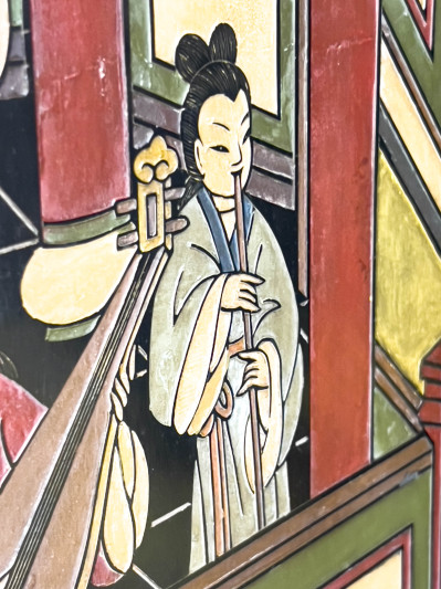 Eight Panel Asian Folding Lacquer Screen