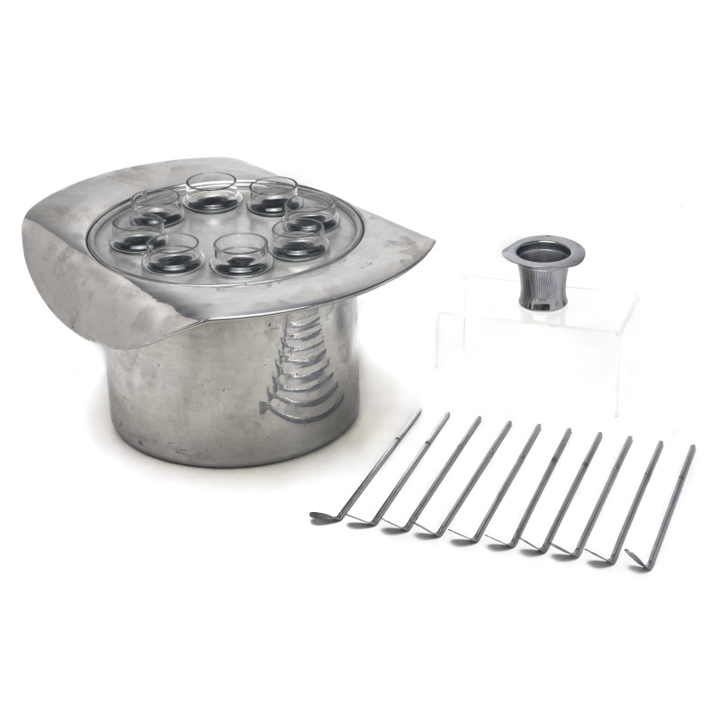 Chase Brass and Others - Jigger AND Swizzler Chrome Bar Set and Top Hat Vodka Bucket and Bar Set