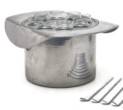 Chase Brass and Others - Jigger AND Swizzler Chrome Bar Set and Top Hat Vodka Bucket and Bar Set