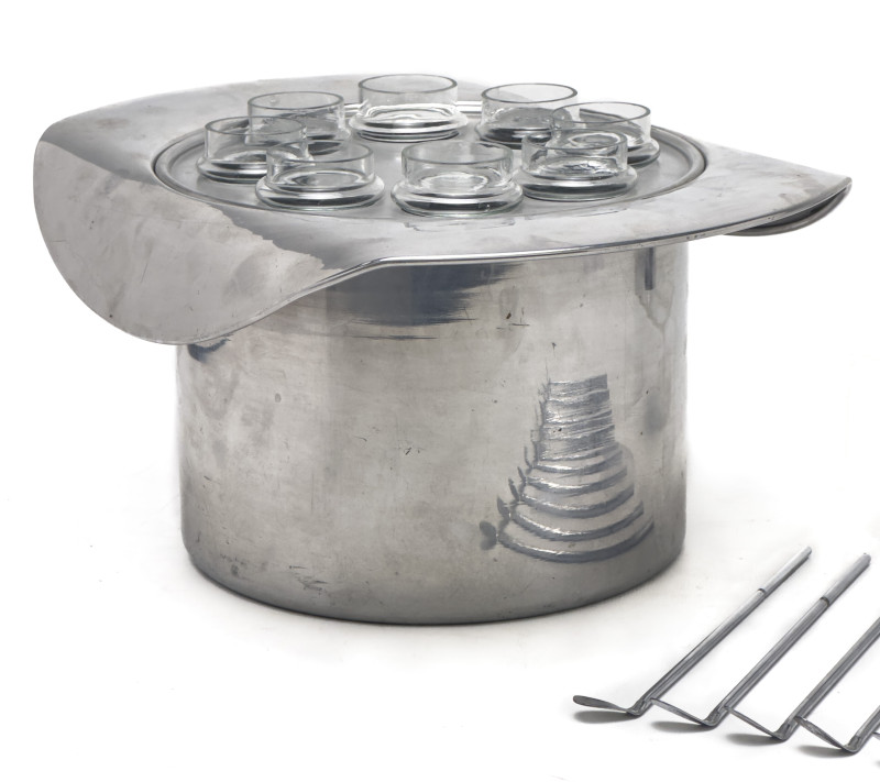 Chase Brass and Others - Jigger AND Swizzler Chrome Bar Set and Top Hat Vodka Bucket and Bar Set