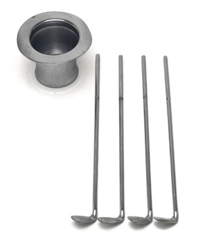 Chase Brass and Others - Jigger AND Swizzler Chrome Bar Set and Top Hat Vodka Bucket and Bar Set