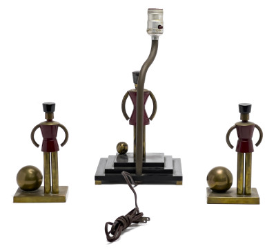 Walter von Nessen - Chase Soldier Bookends and Lamp, Group of 3