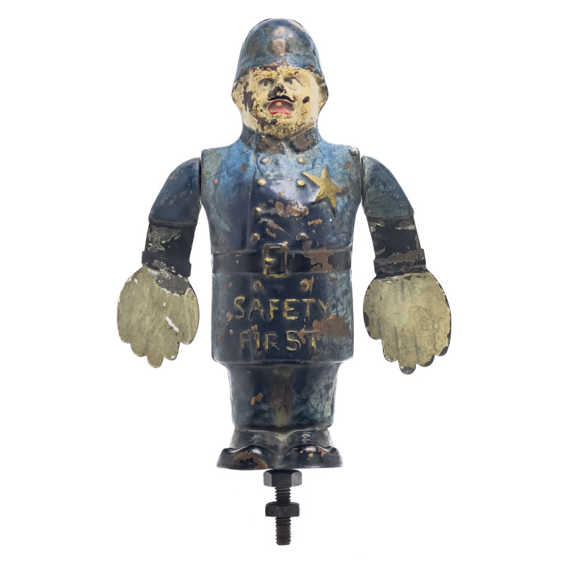 Louis Vincent Aronson - Whirligig Safety First Traffic Cop Hood Ornament Mascot
