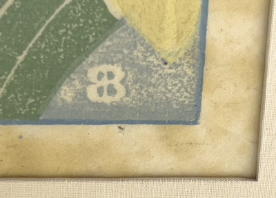 Thomas Handforth Etching and Floral Woodblock by Unknown Artist, 2 Works