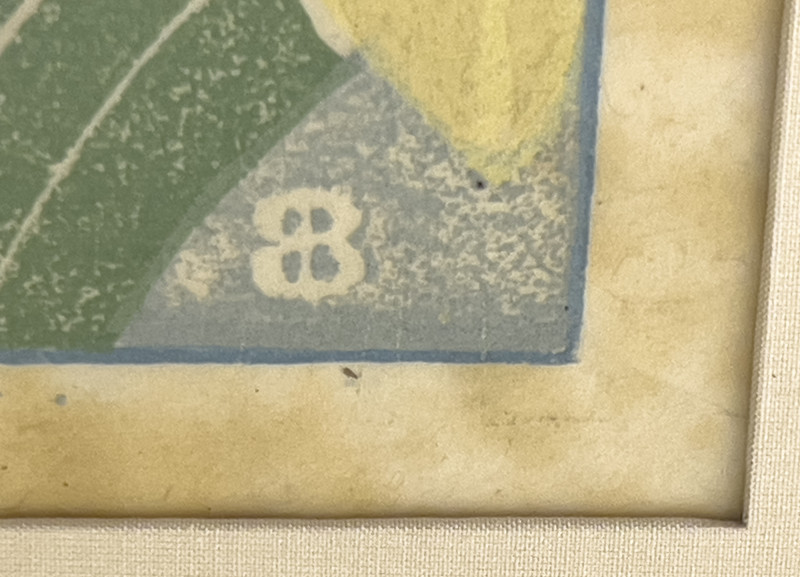 Thomas Handforth Etching and Floral Woodblock by Unknown Artist, 2 Works