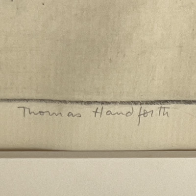 Thomas Handforth Etching and Floral Woodblock by Unknown Artist, 2 Works