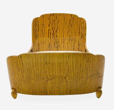 Image for Lot Art Deco Exotic Wood Veneer Bed