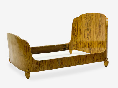Art Deco Exotic Wood Veneer Bed