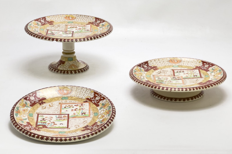 Ashworth Brothers - Floral Landscape Plates and Compotes, Group of 17