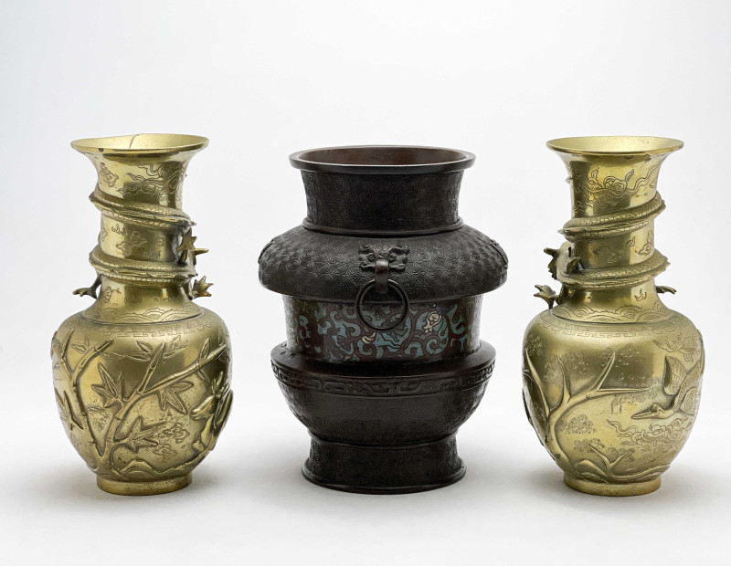 Chinese - Brass and Bronze Vases, Group of 3
