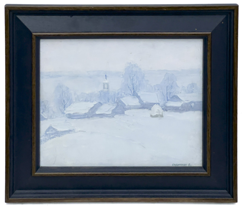 Winter Village Painting