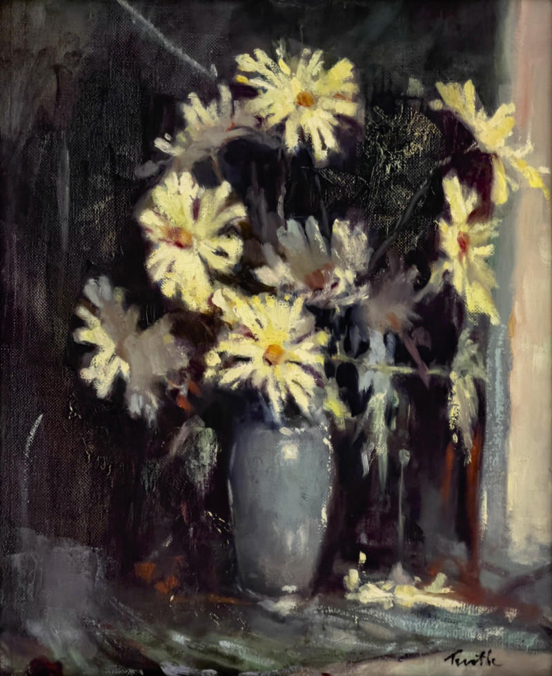 Arnold E. Turtle - Yellow Flowers in Blue Vase