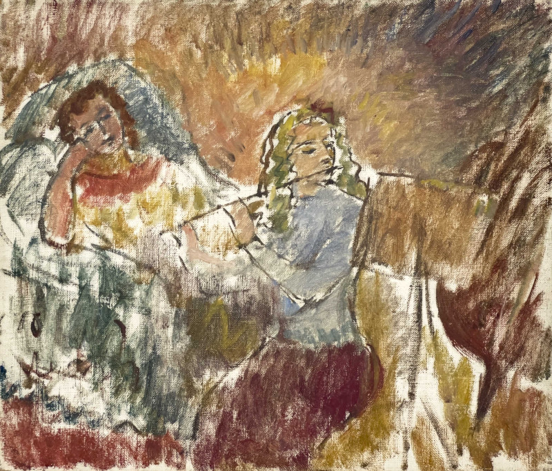 Clara Klinghoffer - Sketch of Two Girls, One Playing the Flute