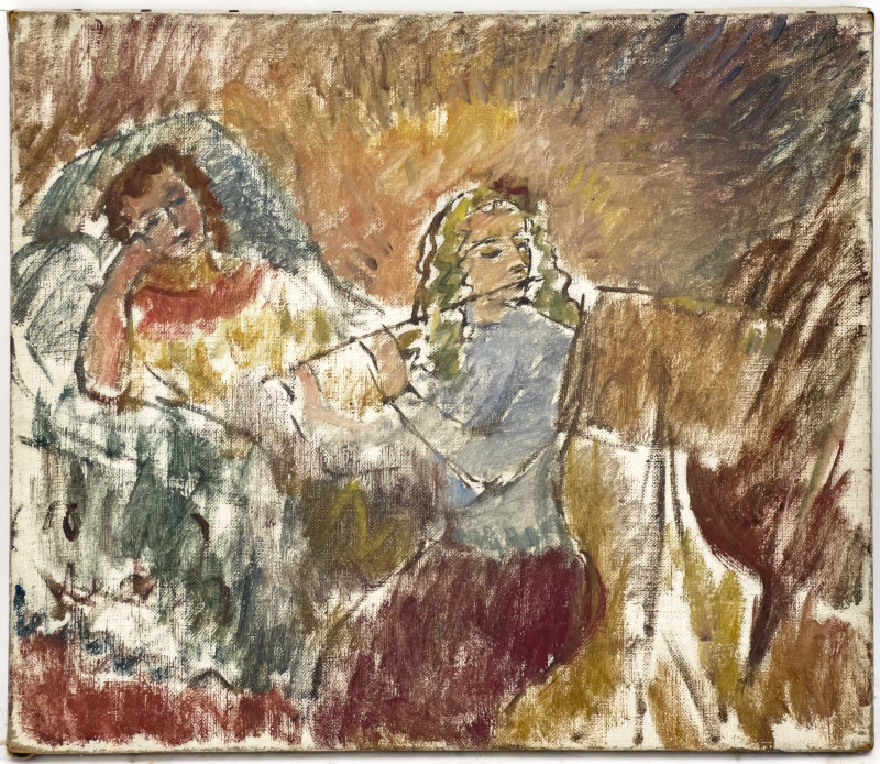 Clara Klinghoffer - Sketch of Two Girls, One Playing the Flute