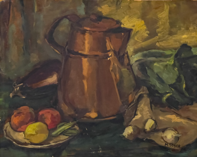 Moses Soyer - Untitled (Still Life with Kettle and Eggplant)