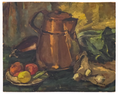 Moses Soyer - Untitled (Still Life with Kettle and Eggplant)