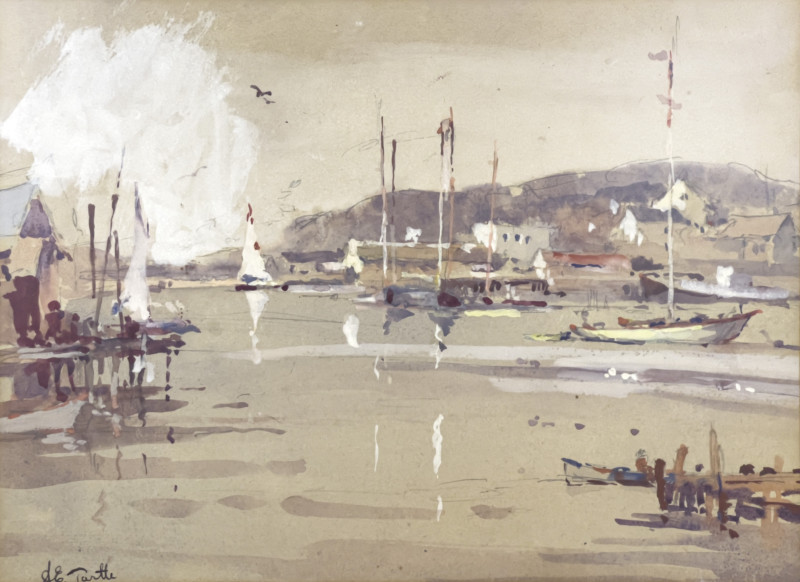 Arnold E. Turtle - Untitled (Harbor with Sailboats)
