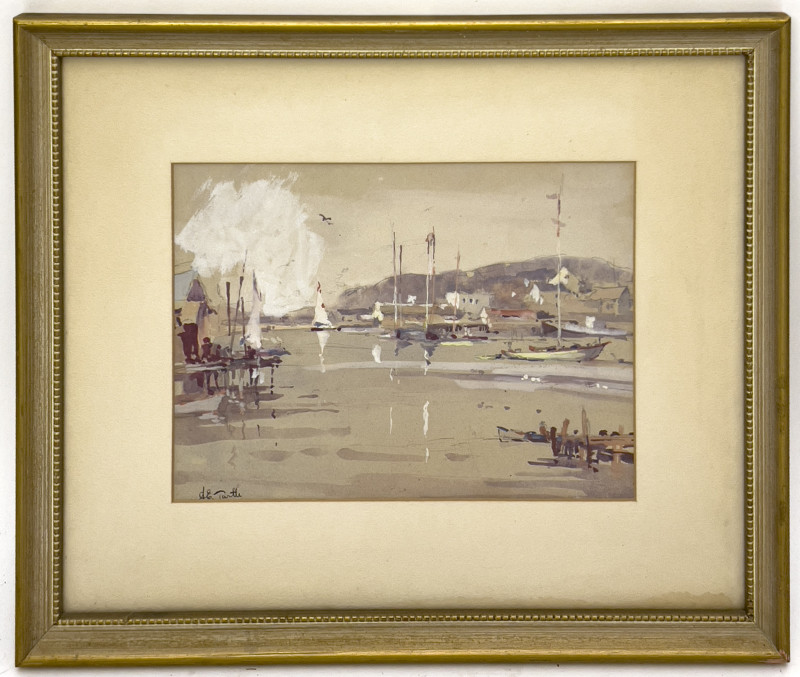 Arnold E. Turtle - Untitled (Harbor with Sailboats)