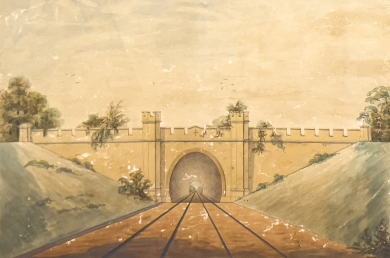 Train Tunnel Watercolor