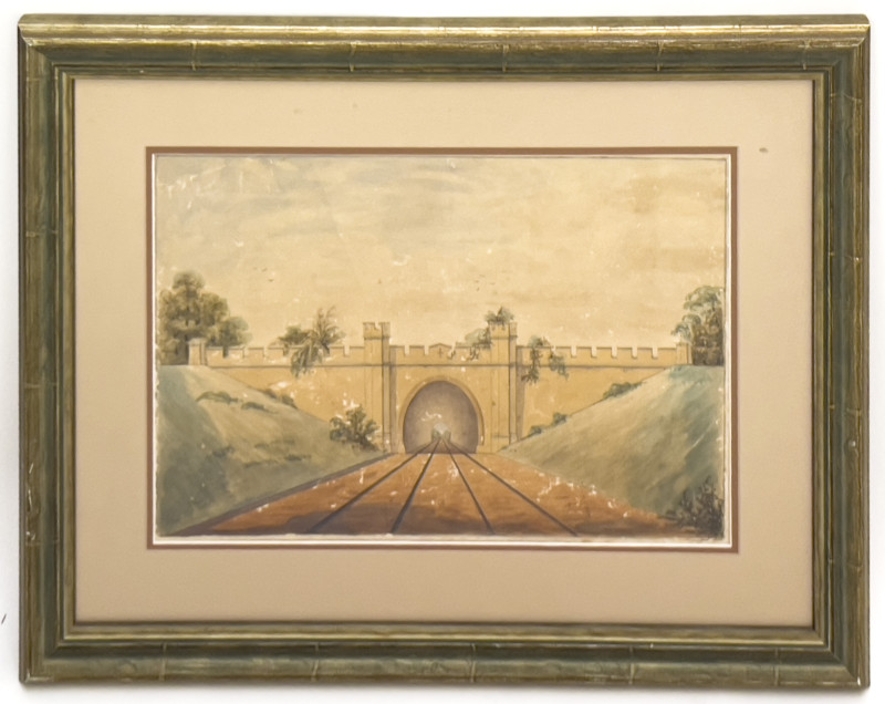 Train Tunnel Watercolor