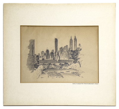 View of Manhattan from Pierrepoint Street Drawing