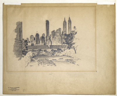 View of Manhattan from Pierrepoint Street Drawing