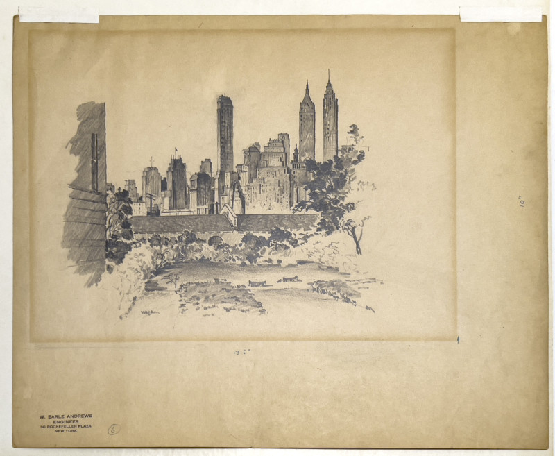 View of Manhattan from Pierrepoint Street Drawing