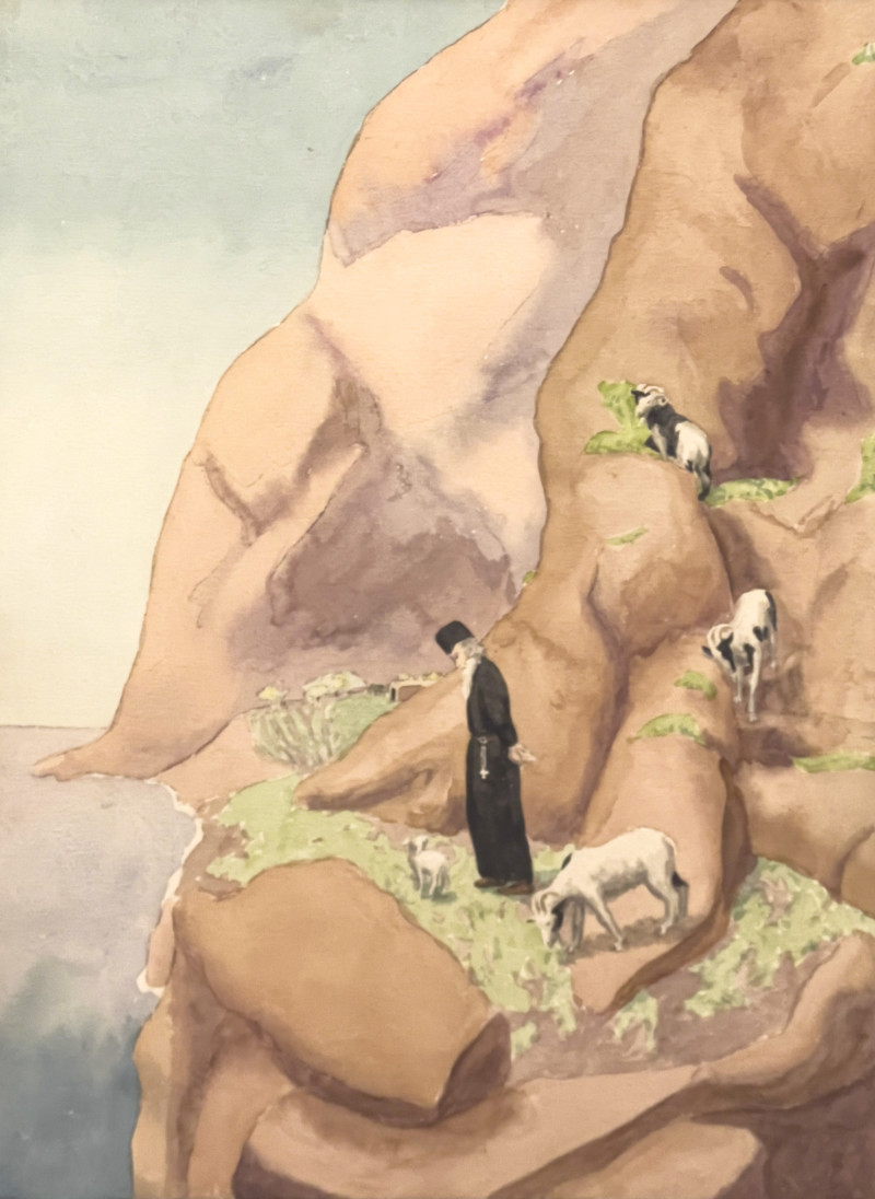 Dorothy Deyrup - Untitled (Monk and Mountain Goats)