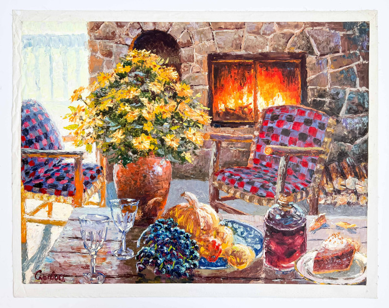 H. Gordon Wang - Untitled (Still Life in Front of Fireplace)
