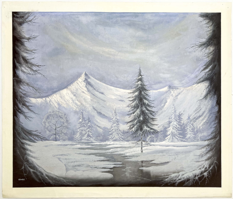 Snowy Mountain Landscape Painting