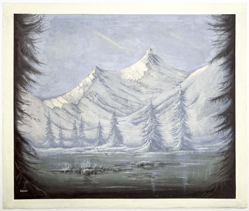 Snowy Mountain Landscape Painting