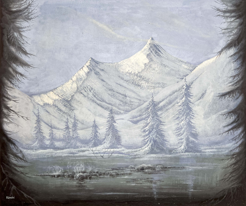 Snowy Mountain Landscape Painting