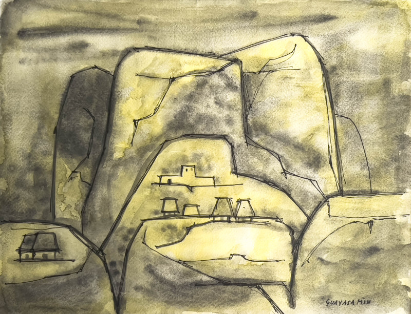 Oswaldo Guayasamín - Untitled (Yellow Landscape)
