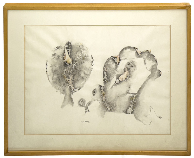 Sakti Burman - Untitled (Figure in a Howdah Astride an Elephant)