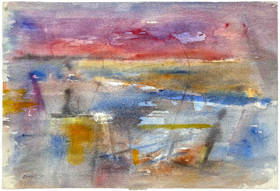 Michael Loew - Untitled (Abstract in Blue, Red, and Yellow)