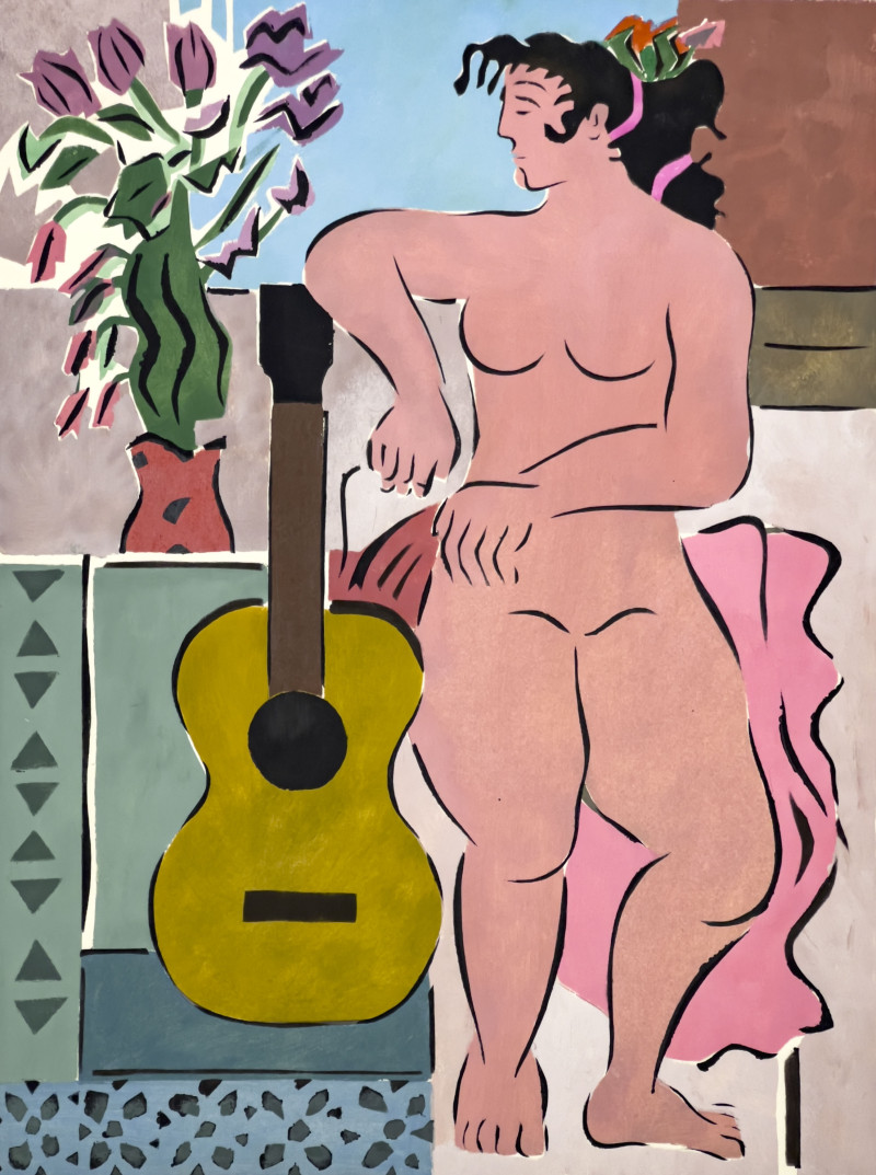 Julio De Diego - Untitled (Nude Figure with Guitar)