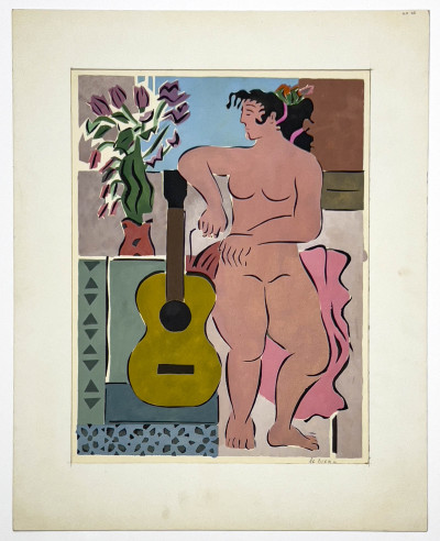 Julio De Diego - Untitled (Nude Figure with Guitar)
