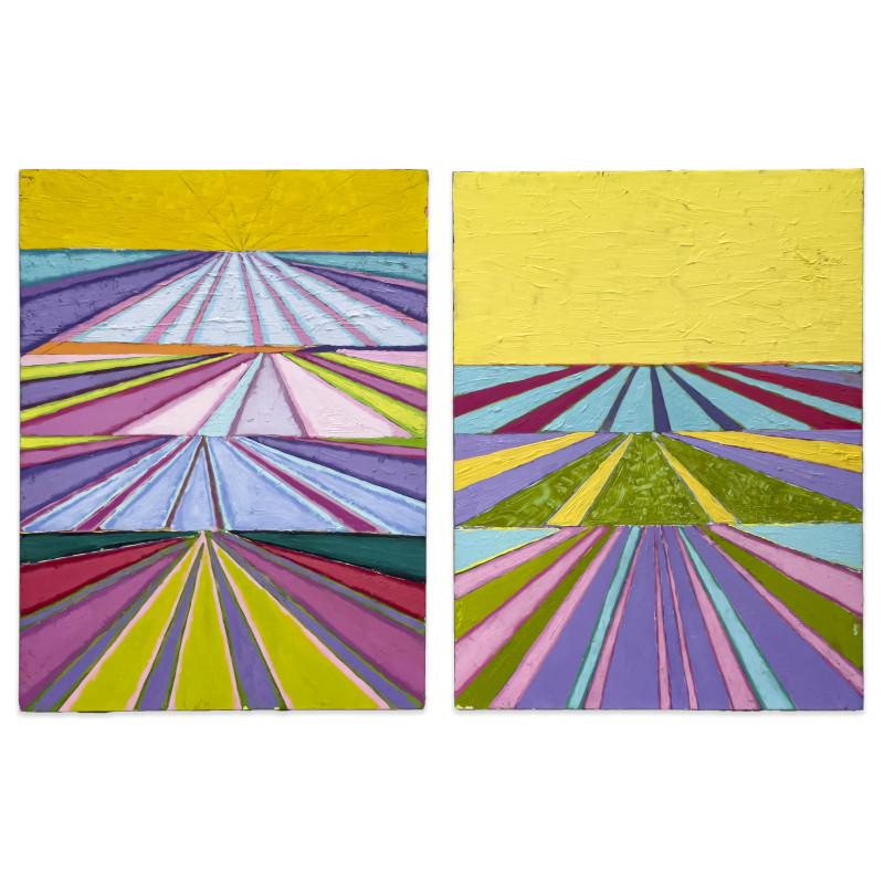 Janet Cooling - Untitled (Geometric Landscapes), 2 Works