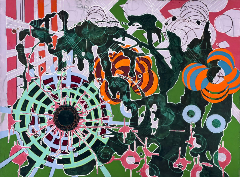 Janet Cooling - Untitled (Green and Pink Composition)