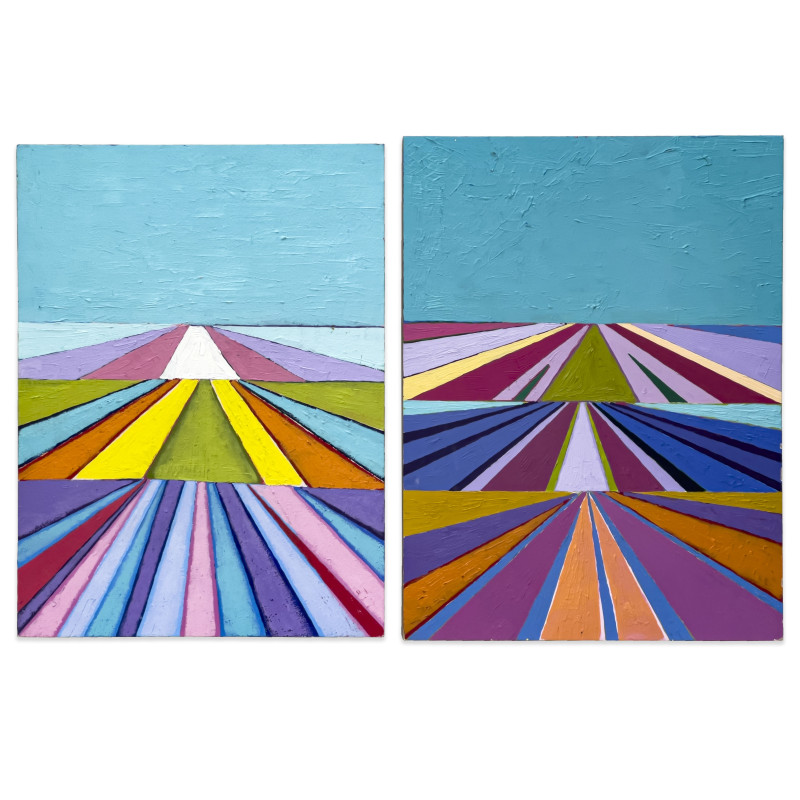 Janet Cooling - Untitled (Geometric Landscapes), 2 Works