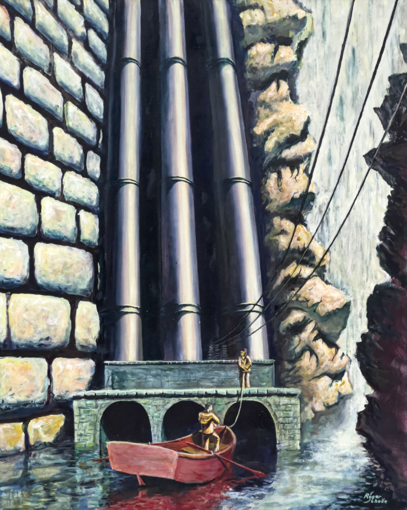 Roger Scholle - The Conservators / The Inspectors' Shift, 2 Paintings