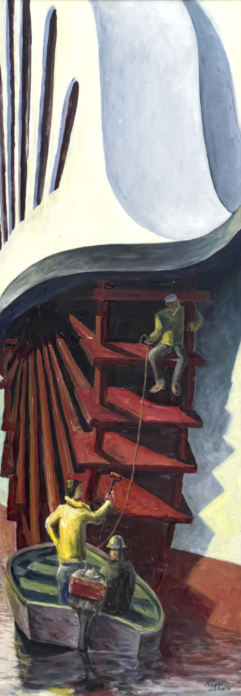 Roger Scholle - The Conservators / The Inspectors' Shift, 2 Paintings