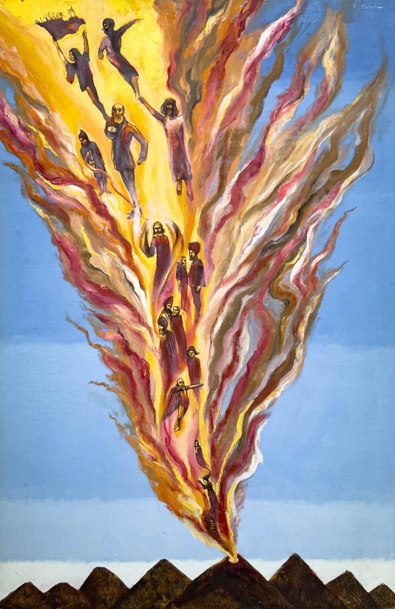 Volcanic Eruption with Figures Painting