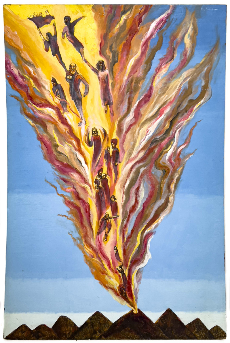 Volcanic Eruption with Figures Painting