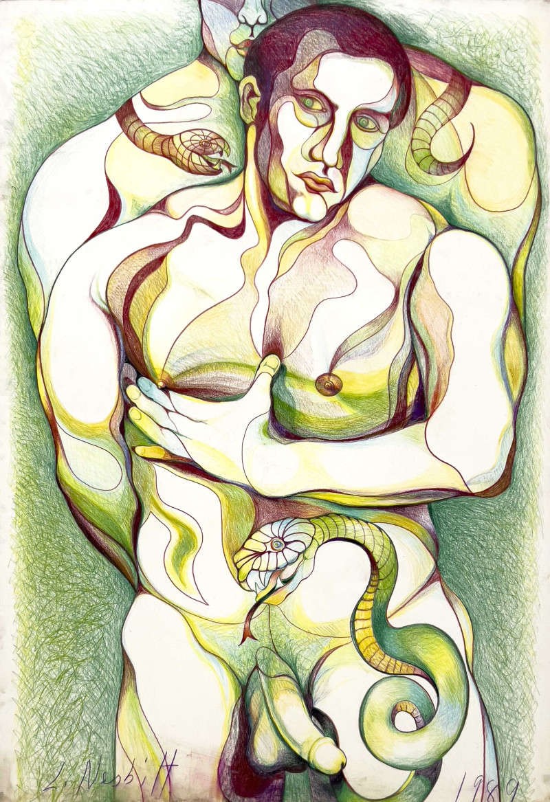 Lowell Nesbitt - Untitled (Men with Snake Tattoos)